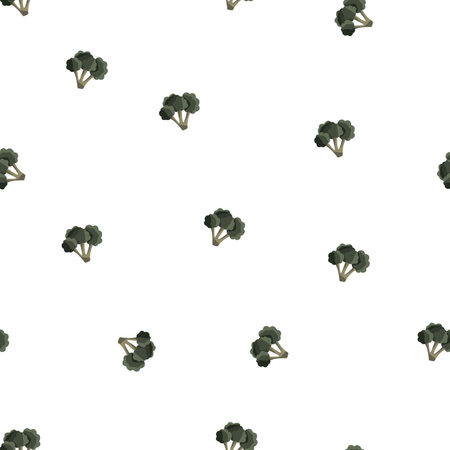 Seamless pattern with colorful vegetables. Hand drawn vector illustration design with broccoli. Natural organic food. Wallpaper and fabric design.のイラスト素材