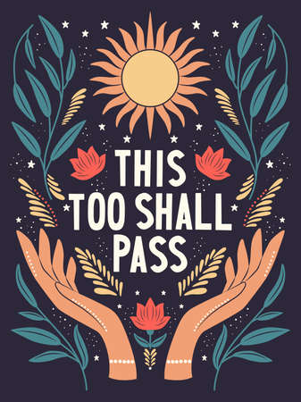 Hand lettering illustration. This too shall pass words.のイラスト素材