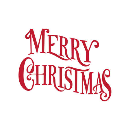 Merry Christmas hand drawn lettering sign. Isolated on white background. Vector illustration.のイラスト素材