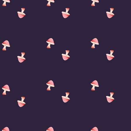 Mushroom and flower seamless pattern. Simple and elegant hand drawn design. Colorful vector illustration.のイラスト素材