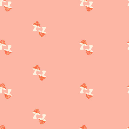 Mushroom and flower seamless pattern. Simple and elegant hand drawn design. Colorful vector illustration.のイラスト素材