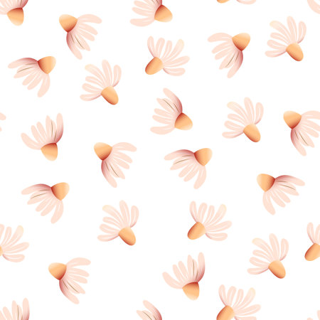 Trendy floral seamless pattern with flowers. Flower background illustration. Spring plants in elegant style. Colorful vector illustration.のイラスト素材