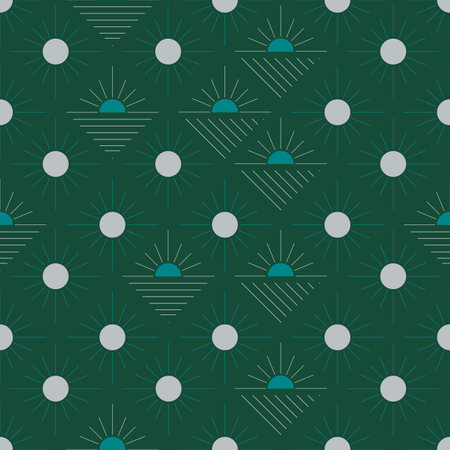 Seamless pattern with abstract shapes in blue and green. Colorful vector illustration.のイラスト素材