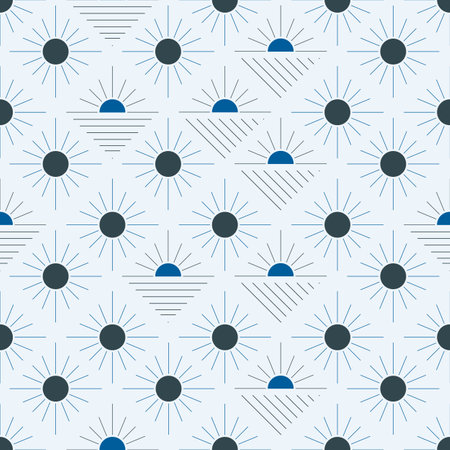 Seamless pattern with abstract shapes in blue and green. Colorful vector illustration.のイラスト素材