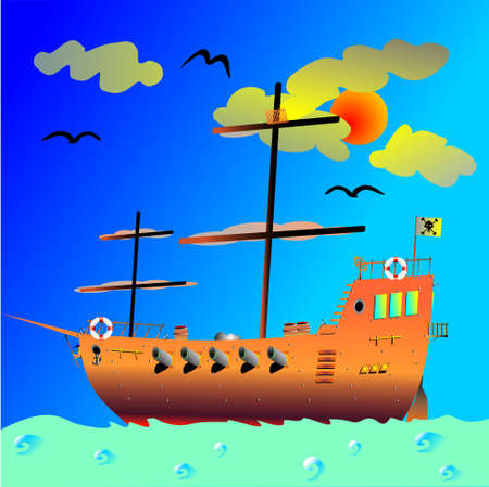 pirate shipのイラスト素材