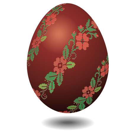 Chocolate Easter Egg with Floral cross stitch Decorationのイラスト素材