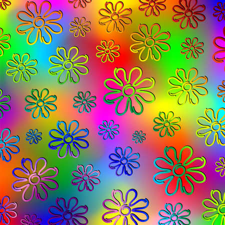 Rainbow Colors Spring Flowers Abstract Patternのイラスト素材