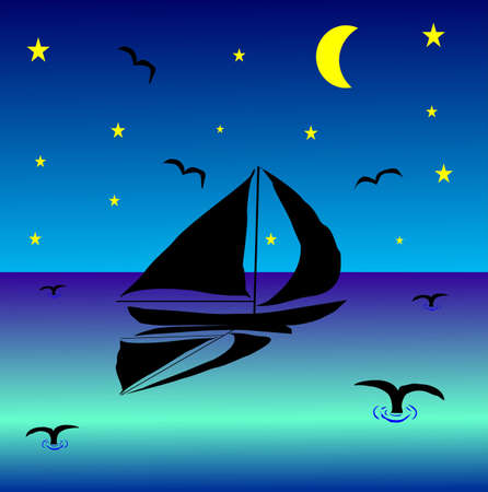 Midnight blue seaのイラスト素材