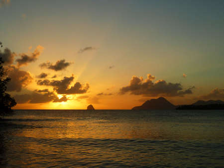 Sunset on the Diamant rockの写真素材