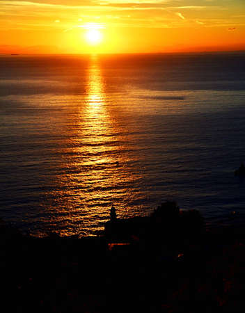 Sunset over the Ligurian seaの写真素材