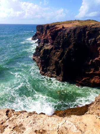 Cliff overlooking the seaの写真素材