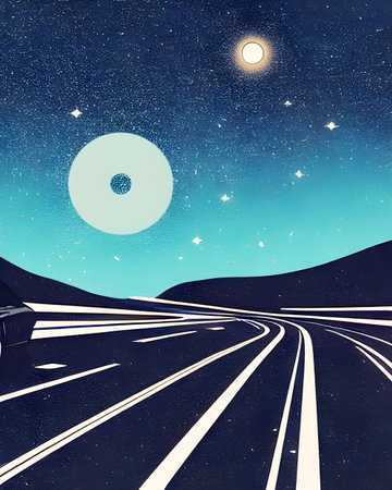 Night Peaceful Journey through the vast skyの写真素材