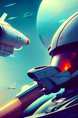 The First Space Walk - Futuristic Graphic Art