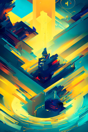 Blue Zigzag Lines Abstract Patternの写真素材