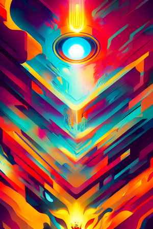 Blue Portal in a Prism of Color Abstract Pattern
