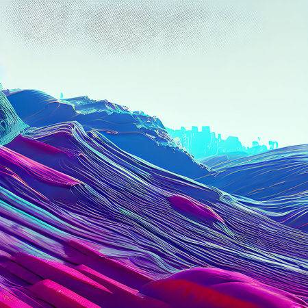 A Red Electro Canyon - Retrofuturism Synthwave Artの写真素材
