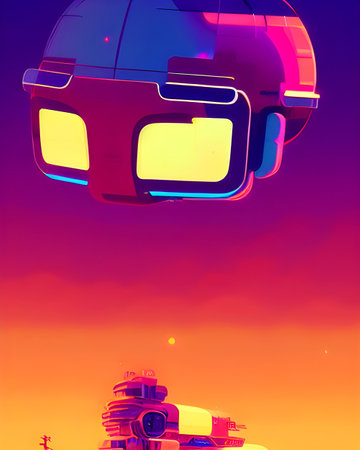 Evening Sky Stroll - Retrowave Graphic Art