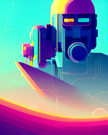 Desert Illusion - Retrowave Graphic Artの写真素材