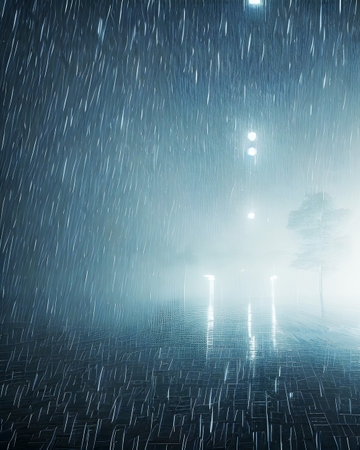 Rainy Dark Cold Street - Photorealistic Render Art