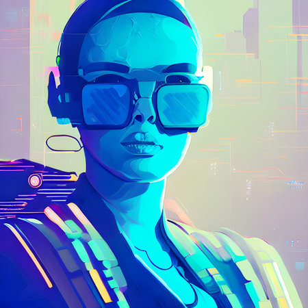 Blue City Adventure - Cyber Graphic Artの写真素材