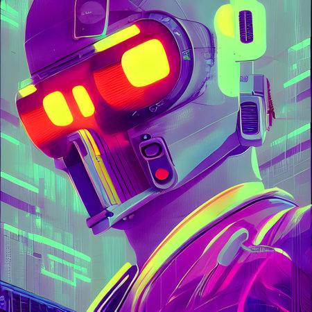 Rouge Retro Robot Police - Cyber Graphic Artの写真素材