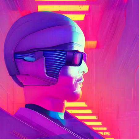 Retro-futuristic Jail Sentences - Cyber Graphic Artの写真素材