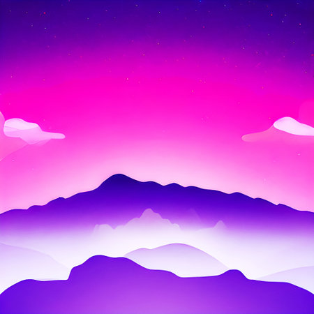 Pink Night Sky - 2d Flat Artの写真素材