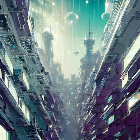 White Space City - Serene Landscape Artの写真素材