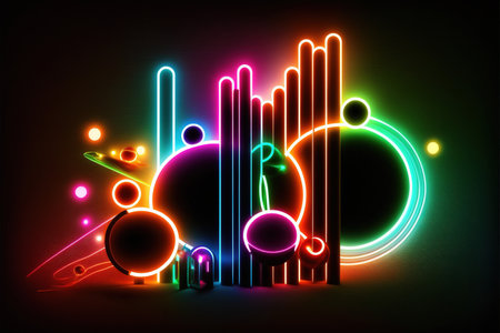 Abstract neon lights dark night pattern.