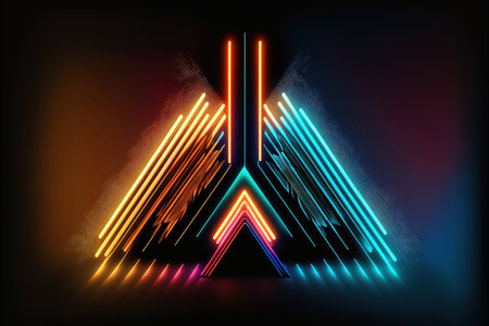 Abstract glowing arrows neon light pattern.のイラスト素材