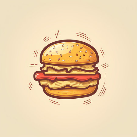 Juicy Cheese and Bacon: A Minimalist and Rounded Hamburger Designのイラスト素材