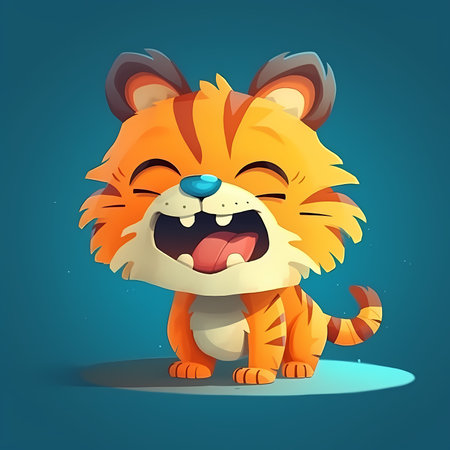 Roaring Fun: A Colorful and Accurate Tiger Cartoon Conceptのイラスト素材