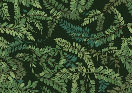 Foliage Fusion: A Minimalist Green Leaf Pattern with Cartoonish Motifsのイラスト素材
