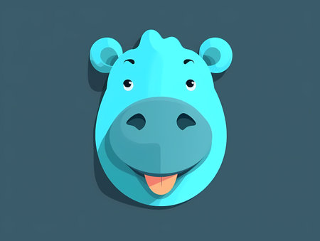 Silly Hippo: A Simple and Colorful Illustration of a Gray Hippoのイラスト素材