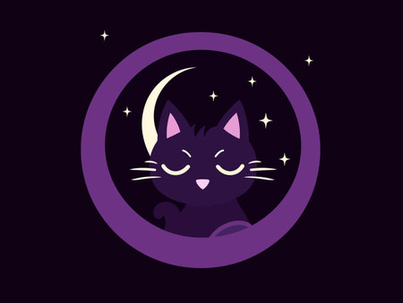 Petite Feline Emblem: A Mysterious Purple Cat Iconのイラスト素材