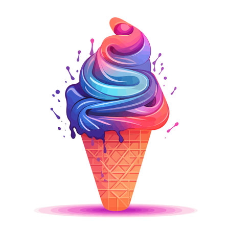 Gradient Delight: A Cone of Ice Cream with Colorful Swirlsのイラスト素材