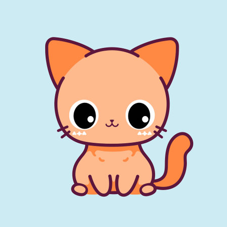 Pint-sized Kitty: Chibi Illustration of an Adorable Orange Catのイラスト素材