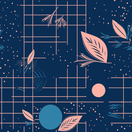 Ethereal Foliage: Abstract Natural Patterns in a Square Continuous Designのイラスト素材
