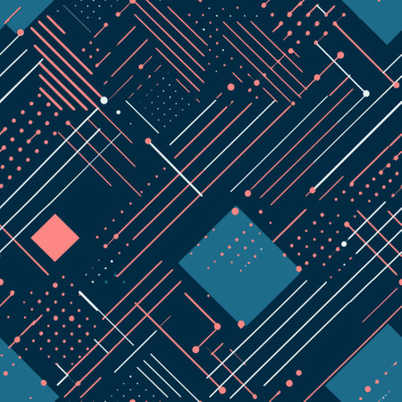 Neon Geometry: Futuristic Nebula and Abstract Shapes in Modern Patternのイラスト素材