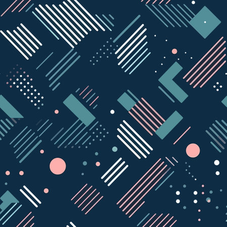 Nebula Neon: Abstract Geometric Shapes and Futuristic Space in Seamless Tileのイラスト素材