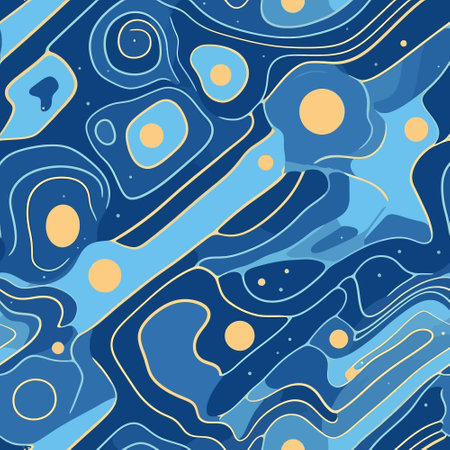 Blue Ripples: A Simplistic Vector Art of a Blue Abstract Shape with Repeating Marbleized Patterns