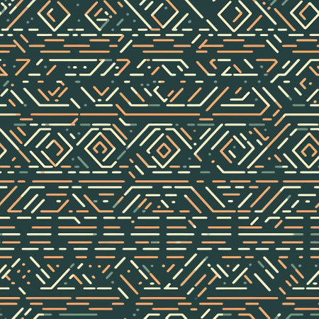 Cosmic Symmetry: A Seamless Pattern of Simplified Forms and Shapesのイラスト素材