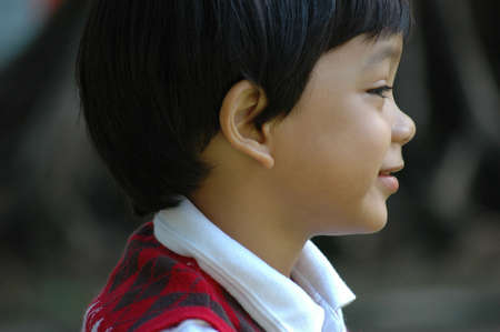 little boy with cute face の写真素材
