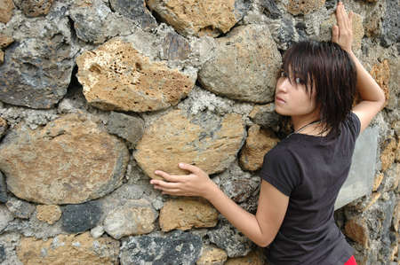 young lady with retro styleの写真素材