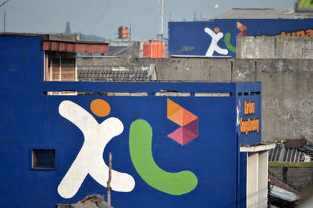 bandung, indonesia-june 13, 2014-XL wall graffiti  XL is one of major telecommunication provider in indonesiaのeditorial素材