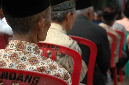cikijing, west java, indonesia - july 10, 2011  senior guests at west java traditional wedding ceremonialのeditorial素材