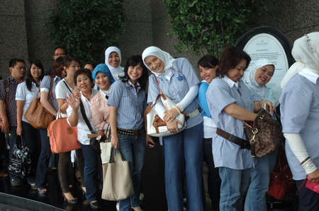 jakarta, indonesia-september 21, 2010  AXA spirit day 2010 participants at mulia hotel senayan,...