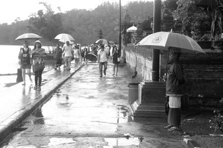 bali, indonesia-november 24, 2012  tourists at ulun datu temple tabanan, bali-indonesia のeditorial素材