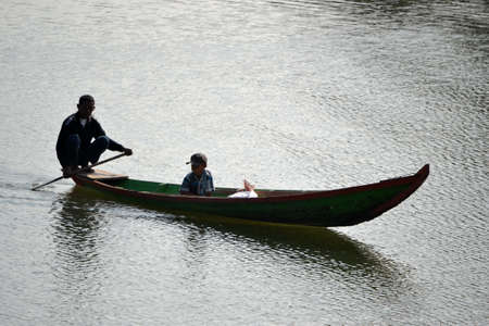 padalarang, indonesia-august 1, 2014  boat that people used for fishing at saguling lake padalarang, west java-indonesia のeditorial素材
