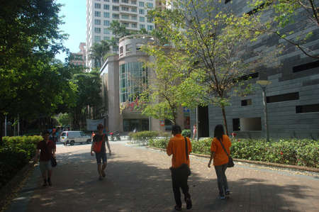 Bugis, Singapore - April 13, 2013: Skycraper building in Bugis area, Singapore.のeditorial素材